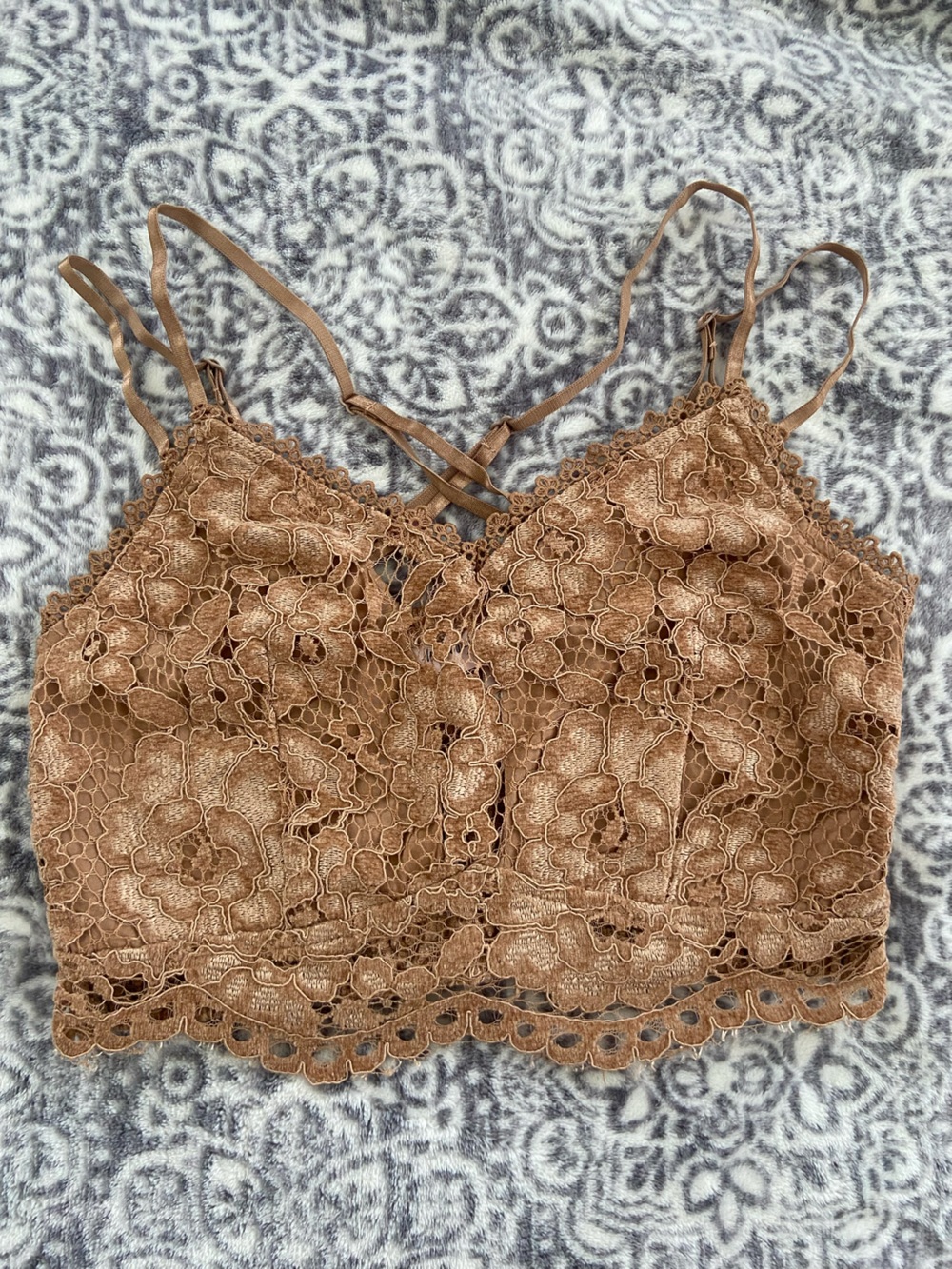Willow Root Lace Bralette in Warm Brown